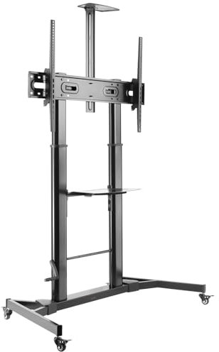 mywall HP104L Mobiler Standfuß für Flachbildschirme, 60-100 Zoll (152-254cm), bis 100Kg, höhenverstellbar Schwarz