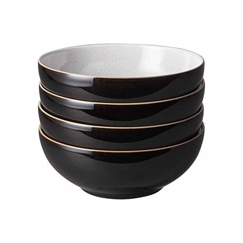 Denby Elements 4 Piece Cereal Bowl Set, Black