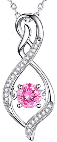 GinoMay per Sempre Amore Infinito Gioielli Donna Ottobre Regali di Compleanno Mamma Moglie Collana Tormalina Rosa Argento 925