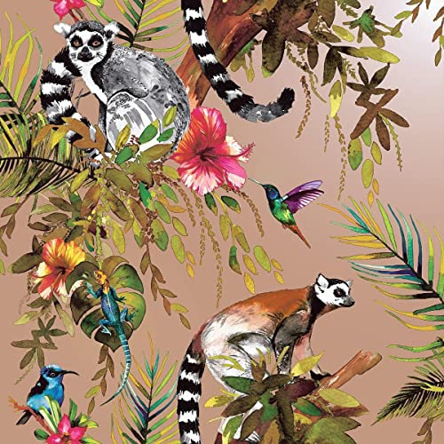 Holden Decor Lemur Midnight Rose Gold 12404 Papier peint Motif colibri tropical