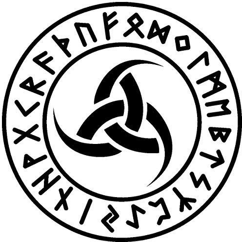 Samunshi® Aufkleber Odins DREI Hörner mit Runen A Vikings Wikinger für Auto Motorrad in 11 Größen und 25 Farben (10x10cm schwarz)