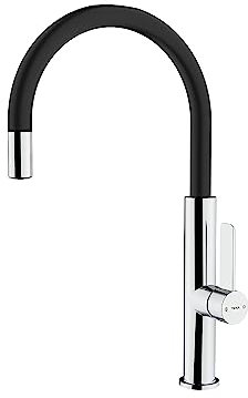 Teka FOT 995 - Grifo de Cocina Monomando, Caño Giratorio, Aireador Anticalcáreo Integrado, Temperatura Precisa, Sistema de Fijación Easy-Quick, Color Cromo Negro