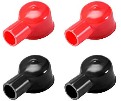 sourcing map Batterie Klemmen isoliert Gummi Schutzabdeckung Rot Schwarz 12 mm x 22 mm, 2 Paare