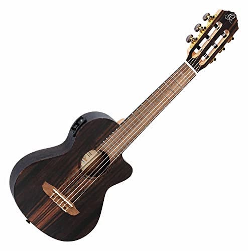 Ortega Guitars Reise Gitarre Elektro-Akustisch – Mini Travel Series – Ebenholz, Natur (RGL5EB-CE)