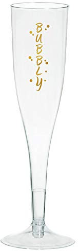 Amscan 350508 Clear Bubbly Plastic Champagne Glasses, 5.5 oz-8 pcs