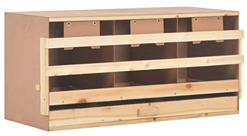 pedkit Legenest Hühnernest Nistkasten für große Hühner mit 3 Hauptfächern Abnehmbare Bodenschicht Legenester, Abrollnest aus Massives Kiefernholz + MDF