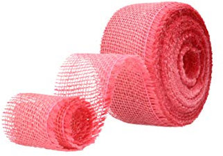 AmaCasa Eco Juteband 6cm breit, 25m Rolle | gestärktes Geschenkband mit kompostierbarem Etikett | Dekoband für wundervolle Dekorationen (Pink, 6cm/25m)