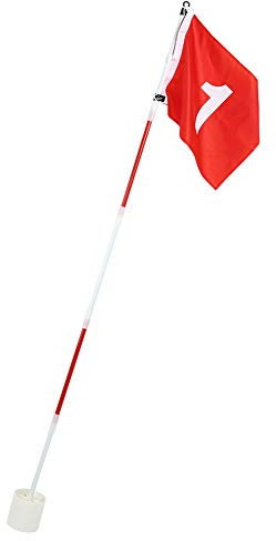 Alomejor Mât de Drapeau Vert et Ensemble de Coupes à Trous Accessoire de Pratique avec Drapeau Rouge et 5 Sections Amovibles 5 Sections de Amovibles