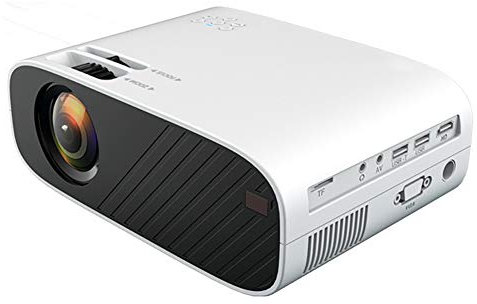 QWEASDF Vidéoprojecteur, Projecteur De Cinéma Maison Portable, Prend en Charge 1080P 3D, Compatible avec HDMI/USB/VGA, pour Les Réunions De Famille, Les Jeux, Les Films, en Plein Air,Blanc
