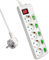ExtraStar 5-Fach Steckdosen Kindersicherung, 2m Kabel Steckdosenleiste mit Einzelschalter,16A/230V, MAX.3680W, Mehrfachsteckdose mit Schalter, Weiß