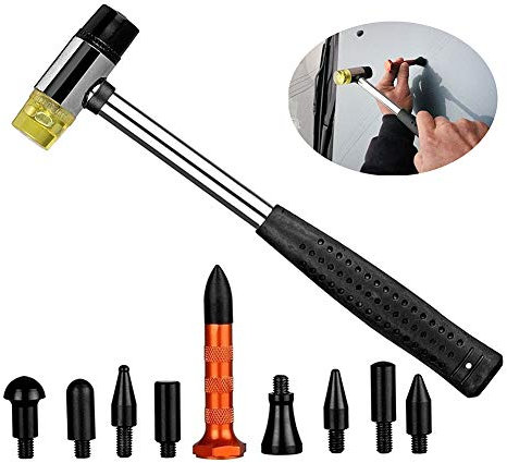 Ausbeulen-Reparaturwerkzeuge, Gummi-Hammer mit 9 Köpfen, Aluminium-Ausbeulhammer