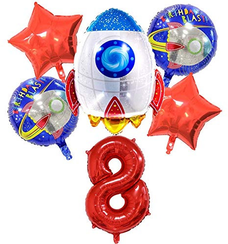 DIWULI Weltraum Geburtstag 8 Jahre Ballon Set - Luftballons