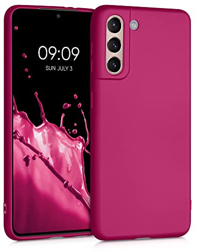 kwmobile Case kompatibel mit Samsung Galaxy S21 Hülle - Schutzhülle aus Silikon metallisch schimmernd - Handyhülle Metallic Pink