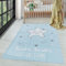 Carpettex Kinderteppich rutschfest | Funkelnder Glücklicher Stern Design 140 x 200 cm | Kein Abwurf | Kurzflor und Waschbarer Spielteppich für Kinderzimmer für Mädchen und Jungen | Blau, Türkis