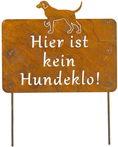 B2S BACK2SEASON Kein Hundeklo Metall Stecker Edelrost Schild Warnschild Made in Europa B= 25 cm