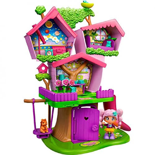 Pinypon - Tree House con 3 Diversi Spazi per Il Gioco Interattivo, Ascensore Mano, Scivolo, Altalena e Fiori in Crescita, Include Una Figura Diversi Accessori, 700016652
