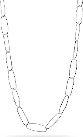 LeCalla 925 Sterling Silber Italienische Büroklammer Kette Halskette für Frauen 50,8 cm