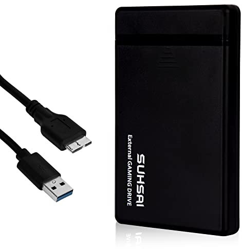 SUHSAI Disco Rigido Esterno, Disco Rigido Gaming, Disco Rigido Portatile da 1 TB, HDD Esterno USB 3.0, Unità di Archiviazione per PS5, PS4, PS3, Mac, PC, Laptop, Tablet, Desktop (Nero)