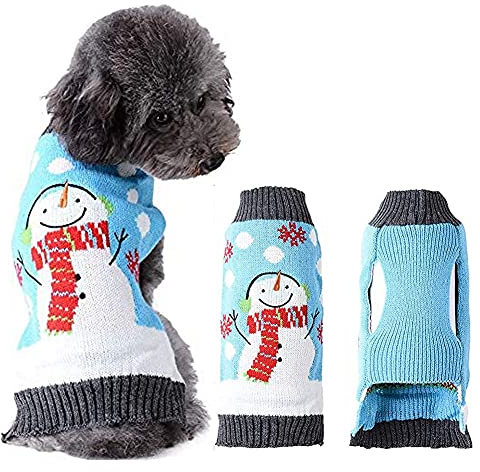 ABRRLO Weihnachten Hund Pullover Dog Sweater Hundepullover Haustier Hundepulli Warm Welpe Kleine Mittel Hunde (XXL, Schneemann-B)