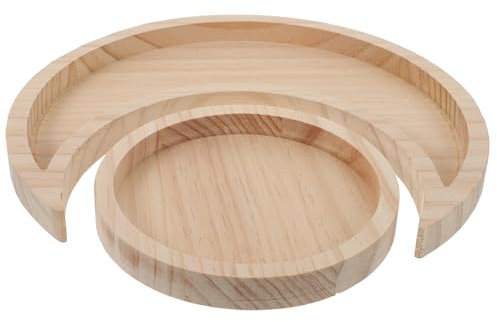 Plateau de Lune avec Plateau de Service Rond Assiettes à Bijoux en Bois Lune et Soleil Plateaux D'Apéritif de Cuisine Rustique Assiette de Collations