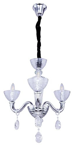 etc-shop Kristall Deckenleuchte Modern Kronleuchter 3 Flammig Kristall Pendelleuchte Glas, rauchfarben, Chrom, 3x E14, DxH 58x135 cm