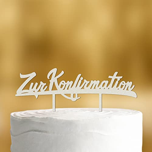 Cake Topper Zur Konfirmation [in Schreibschrift] - Acryl satiniert - Tortendeko Konfirmation Mädchen Tortenstecker Junge deko Tortenaufleger Geschenk Party deko
