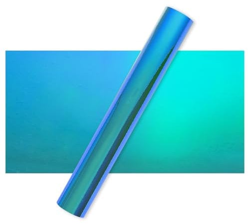 IModeur Opal Blue Holographic Vinyl Roll - 12'' x 5Ft Blue Permanent Self Adhesive Vinyl for Cup, Cricut, Birthday Gift, Party Ornaments, Home Decor