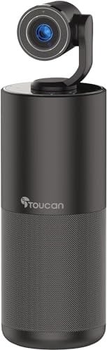 TOUCAN Connect Video Conference System HD - Camera for PC with 1440P FHD, 5W Speaker, 4 Echo Cancelling Mics - Webcam with Microphone (1 Pack)