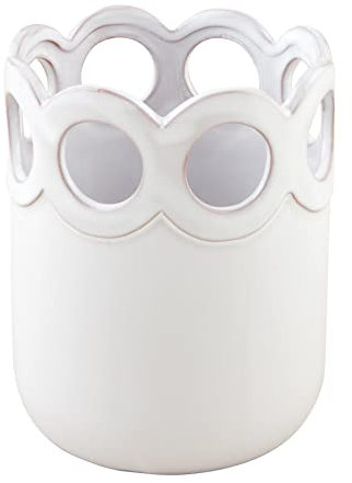 Mud Pie Soporte para Utensilios, Porta Cubiertos de Almacenaje, 16.5cm x 12.7cm (diámetro), Blanco