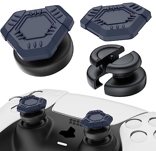PlayRealm Lot de 2 rallonges de joystick et coque en silicone pour manette de PS5 et PS4 Bleu