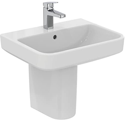 Ideal Standard - i.life B Waschbecken 55 cm mit Mittelloch für offene Armatur und Überlaufloch - Spalte, Halbspalt und Siphon separat zu kaufen - weiß