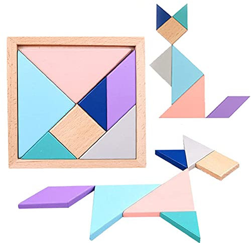 KOKOBOX Puzzle Tangram en Bois de Hêtre 7 Pièces - Puzzle Éducatif pour Enfants de 3-8 Ans