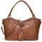 VINBAGGE Damen Handtasche Leder Henkeltasche Top Griff Tasche Vintage Weiches Umhängetasche Schultertasche für Frauen Arbeit Schule Shopper Reise - Braun