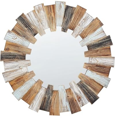 Wandspiegel heller Holzfarbton rund ø 66 cm handgefertigt Modern Ecatepec