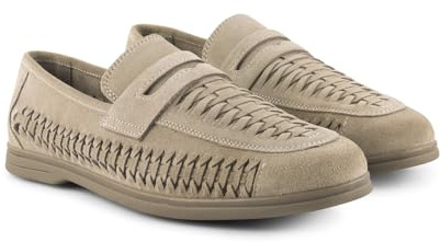 Silver Street London Men's Perth Suede Leather Step-in Loafer with Woven Panels