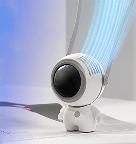 Fantasee Tragbarer Astronaut-Ventilator, Handventilator, 3 Geschwindigkeiten USB wiederaufladbar, Mini Kühlung Persönlicher Ventilator für Kinder Erwachsene Geschenk Innen Außen (weiß)