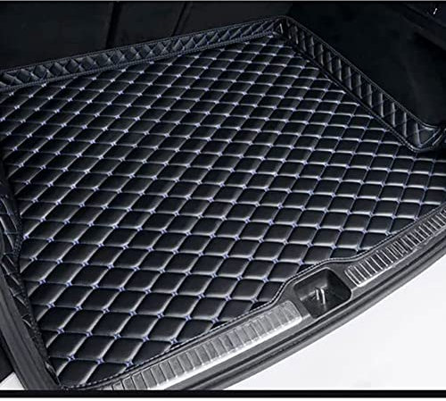 DASTOP Coche Funda de Maletero Alfombrillas Protector para Hyundai Santa Fe IV 7-Seat 2019-2023, Cuero Bandeja Maleteros Forro Alfombra Alfombrilla Impermeable Accesorios,F/Black~Blue