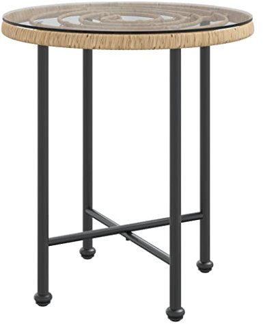 Makastle Glastisch Bistrotisch Ø50cm Rund Balkontisch Gartentisch mit Glasplatte und Stahlrahmen, Garten Esstisch Wetterfest Terrasse Balkon Beistelltisch Tisch, Hartglas und Stahl