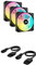 CORSAIR iCUE LINK QX120 RGB Starter Kit Bundle - Three 120mm Magnetic Dome RGB Fans - iCUE LINK System Hub - iCUE LINK Slim 200mm Straight/Slim 90° Cables - Black