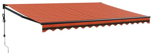 vidaXL Toldo Retráctil Automático, Toldo Eléctrico con Motor, Sombrilla Colgante de Pared, Toldo para Balcón Patio Tienda, Naranja y Marrón 4x3 m
