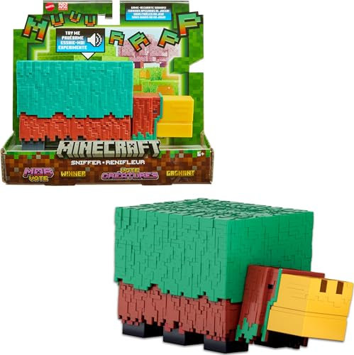 Mattel Minecraft Sniffer, Figura de acción de 8,25cm con sonidos fieles al juego y diseño pixelado, ganador de la votación de criaturas de 2022, juguete regalo para niños y niñas +6 años, HXM85