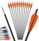 12Pcs 4inch Türkei Feder gemischt Carbon Pfeil 500 Spine Bogenschießen Jagdpfeile Anzug für Compound/Recurve Bogen Ziel Praxis Pfeil (orange, 30 Zoll)