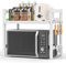 Glovios Soporte para Microondas y Horno Cocina con 6 Ganchos, Estanteria para Microondas Encimera, Mueble Extensible Microondas Cocina (Blanco)