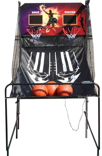 Gioco Arcade di Basket, Macchina per tiri a canestro elettronico Singolo/Doppio - Basket Indoor per casa,Doppio
