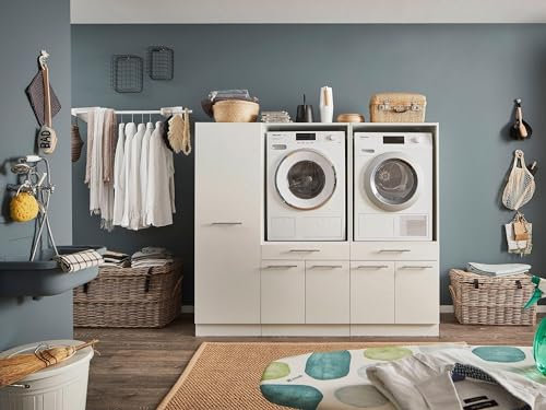 möbelando Waschmaschinenumbauschrank >LAUNDREEZY< in weiß - 185x162x67,5 (BxHxT)