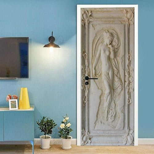 Türtapete Selbstklebend Türfolie Türposter 3D Relief-Frau Schnitzt 77 X 200 Cm Vinyl Folie Türdeko Tapete Wandbild Türaufkleber Türtattoo - Kinderzimmer Wohnzimmer Küche Schlafzimmer Tür Fotos 0
