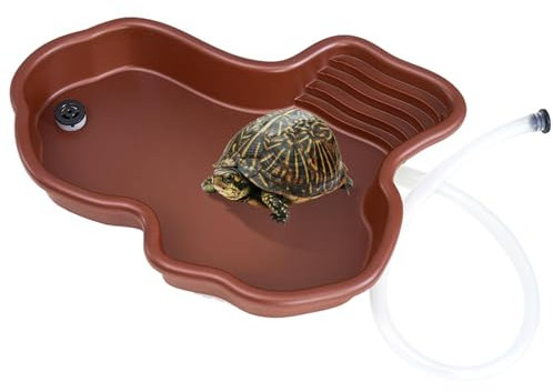 Baignoire pour reptiles - Bac à eau pour tortue, bol d'eau pour tortue, | Ramp Reptile Water Bowl avec ABS solide, rampe pour reptiles Piscine pour tortue Dragon Gecko, pas de drainage