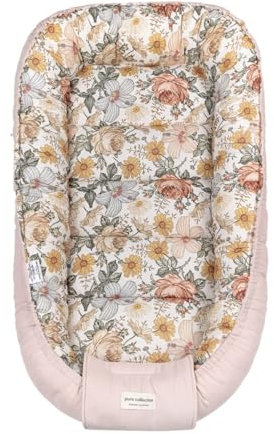 Ander Babynest Olivier - Nestchen Baby Rosa Farben - Gemütliches Babynestchen Neugeborene - 100% Baumwolle Kuschelnest - Kindernest in der Größe 85 x 50 cm - Bequem und sicher