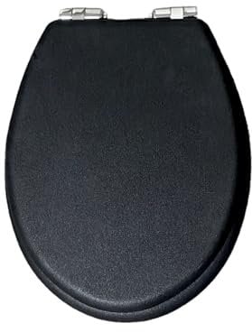 Soft Close Toilet Seat – Quick Release 3D MDF Wooden Toilet Seat with Adjustable Hinges – Easy Top Fixing – Fits Standard Toilets (Glitter Black)