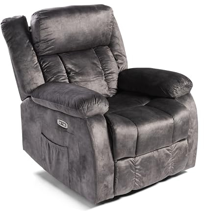 DUPI Sillón Relax Eléctrico Reclinable INNOVA | Reposacabezas Ajustable | Control Lateral y USB | Tela Microfibra Transpirable | Fácil Montaje | Negro Magia